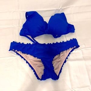 Royal blue Two piece bikini. Push up bra